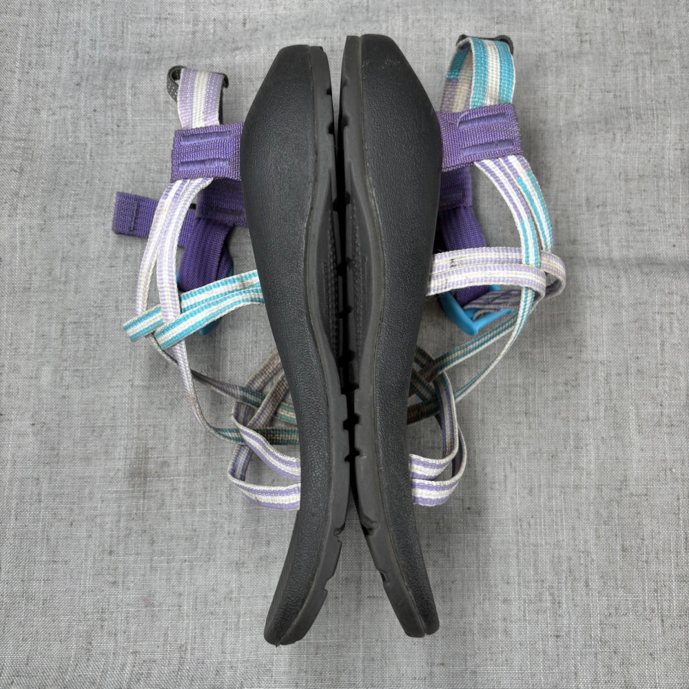 Chaco Kids Z1 Ecotread Strappy Sandals Purple Teal Striped Gorpcore Size 5 - Picture 11 of 11
